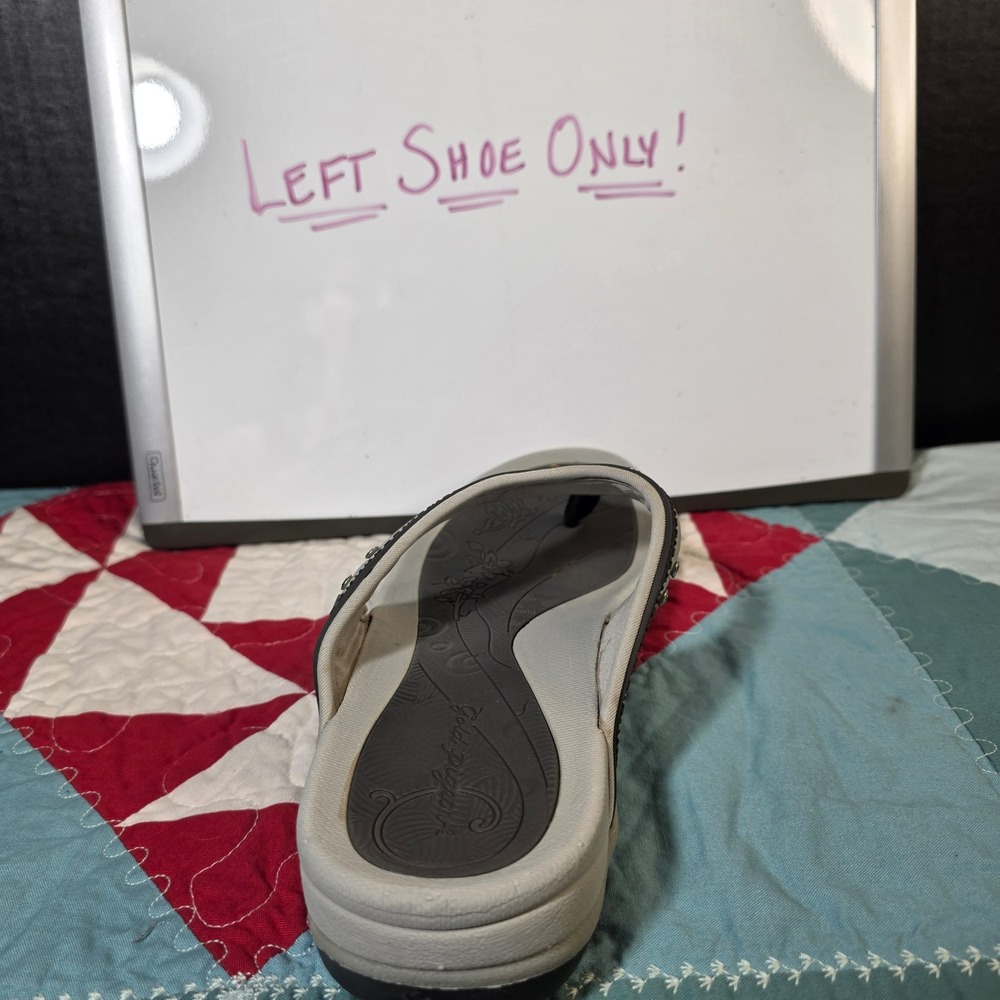 Gold Pigeon Thong Sandal Women Size 39 Gray Flip Flop LEFT SHOE ONLY SINGLETON - Picture 5 of 8